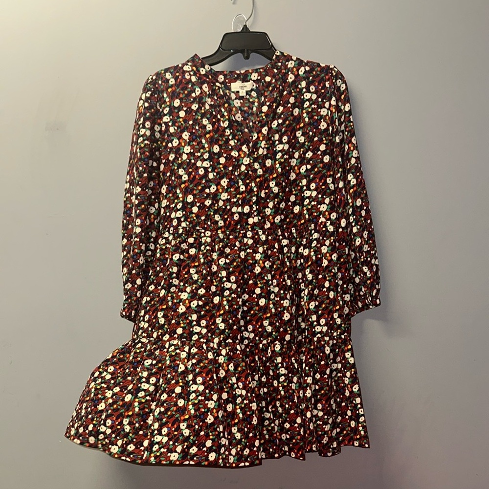 entro Floral Mini Dress in Burgundy and White